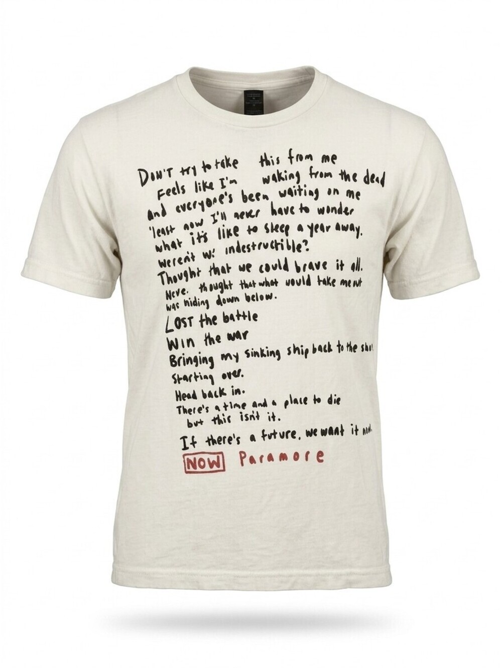 Paramore Now Lyrics Band T Shirt Unisex Medium White 2013 Self Titled Tour Tee G